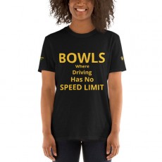 Unisex Softstyle T-Shirt with Driving Text and BowlsChat Sleeve Logo